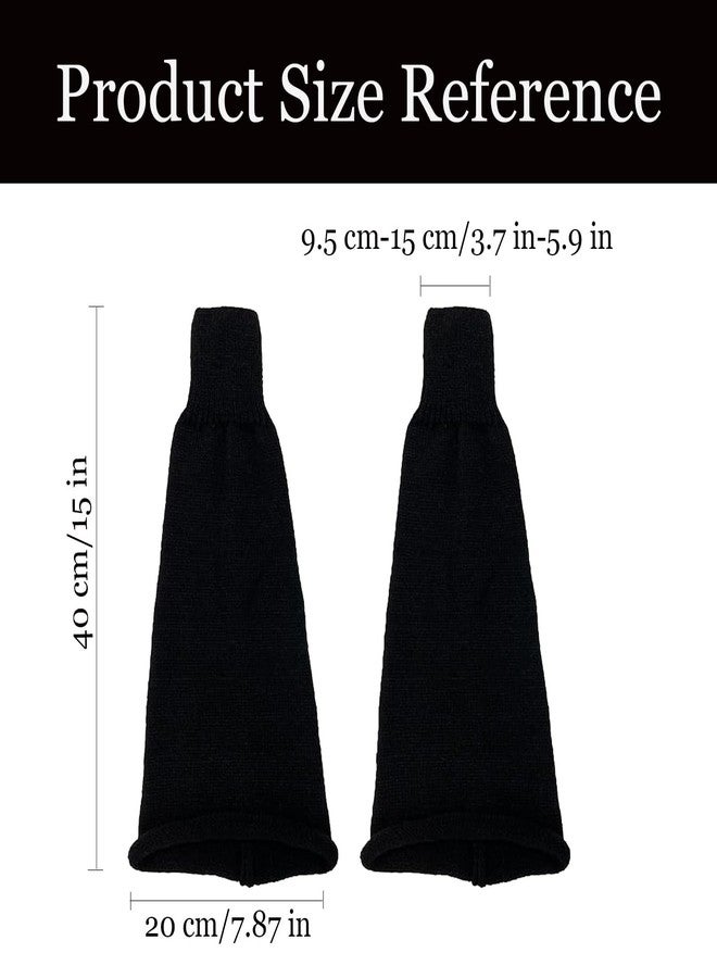 CYian Leg Warmers for Girls Women Kawaii Y2k Harajuku Leg Warmers Cute Knitted Leg Sleeves Goth Lolita Accessories(Black - Image 2